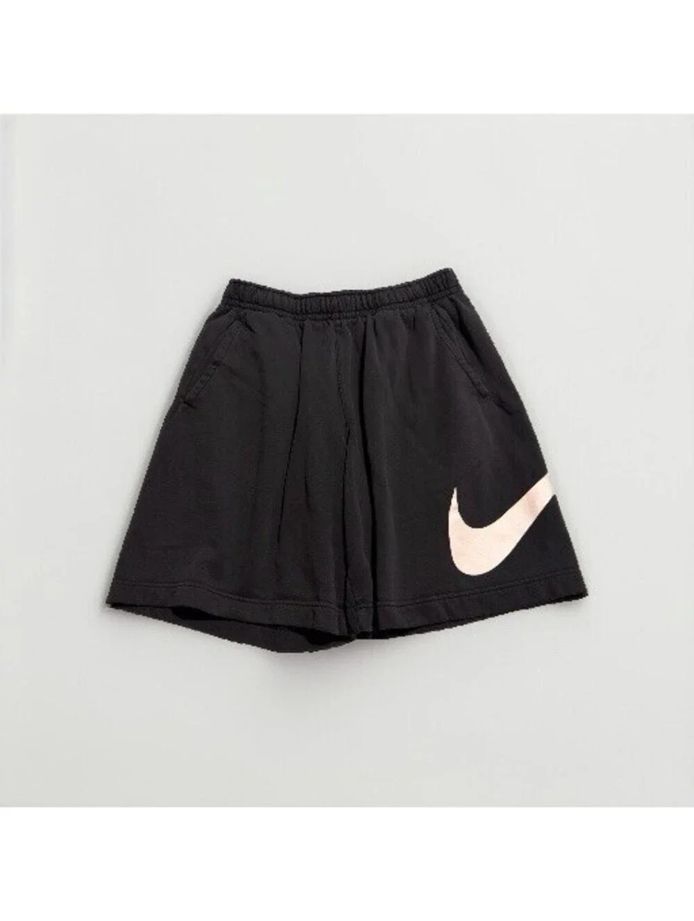 Nike Fleece Shorts Mens Large Black Good Oversized Swoosh Logo Athletic Sz M